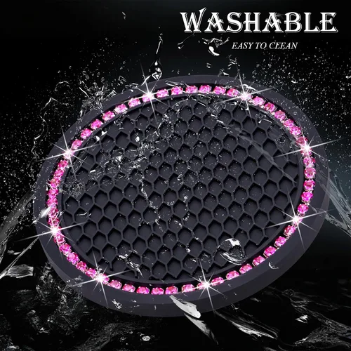 Miniatura 5 de 4 posavasos con brillantes para portavasos, 2.75 pulgadas, insertos para portavasos de auto, silicona suave antideslizante a prueba de golpes, Negro