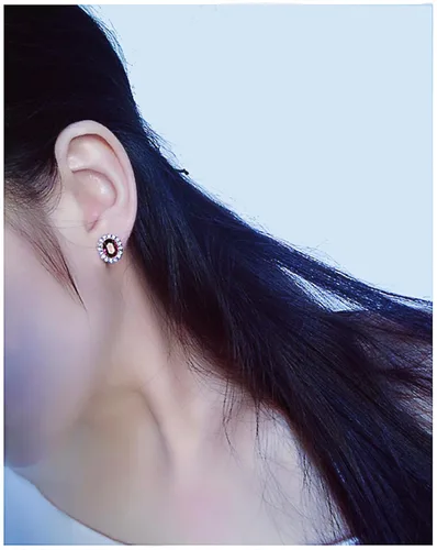 Miniatura 2 de Aretes de cristal Swarovski chapados en oro con forma ovalada y circonita cúbica transparente, joyería de moda para mujer