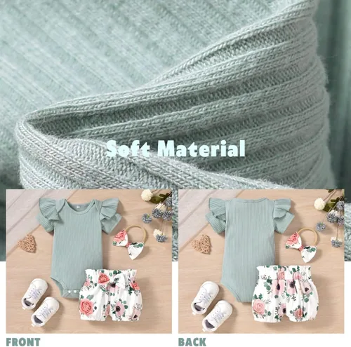 Miniatura 5 de Aalizzwell Body acanalado con pantalones cortos para bebé, ropa de verano