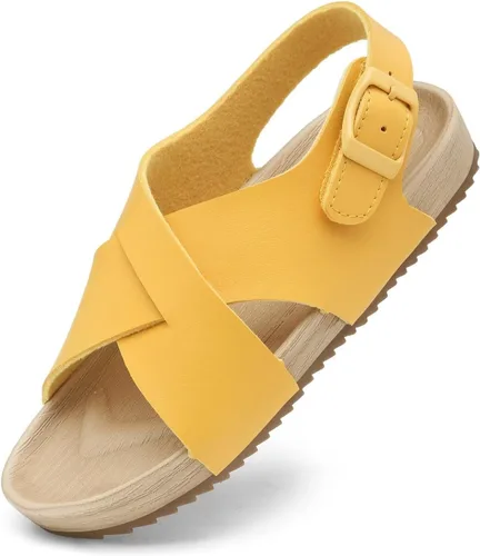 Cubufly Sandalias para niños con tiras cruzadas y puntera abierta, zapatos de verano para uso en interiores y exteriores, para niños pequeños y