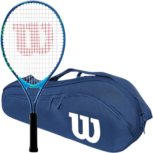 Wilson US Open Junior Raqueta de tenis incluida con una bolsa de tenis Advantage – Juego de iniciación perfecto para niños de 3 a 10 años Azul