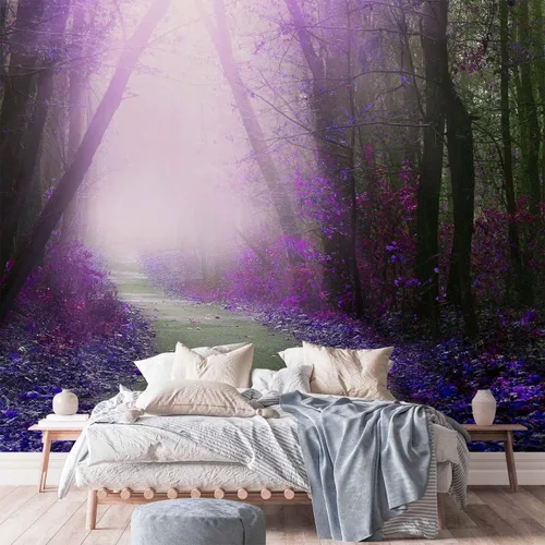 Miniatura 5 de artgeist Mural de pared premium Bosque púrpura, 79 x 55 pulgadas, papel tapiz no tejido, decoración de pared de vellón, impresión fotográfica