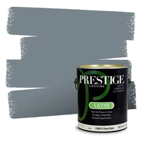 Miniatura 770 de Pintura Exterior + imprimación PRESTIGE, todo-en-uno, 1 galón, acabado mate, color comparable al Valspar* Royal Gray* VS151-Gris real