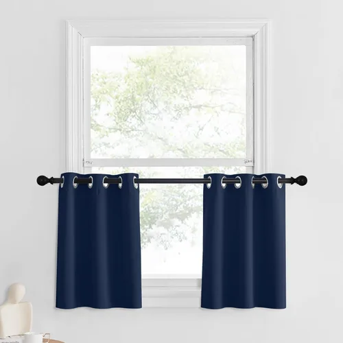 Miniatura 158 de NICETOWN Cortinas opacas de cocina para ventana sobre el fregadero, aislamiento térmico, decoración del hogar, pequeños niveles opacos con ojales