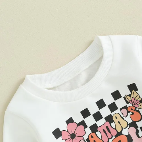 Miniatura 6 de Conjunto de sudadera para bebé niña con texto en inglés "Daddy Mama" de manga larga para otoño e invierno