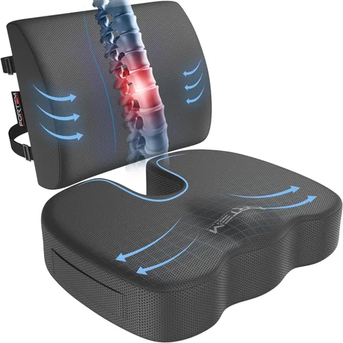 Miniatura 10 de FORTEM Cojín para Silla de Oficina, Cojín para Silla de Oficina, Almohada de Apoyo Lumbar para Silla de Oficina, Espuma Viscoelástica para Aliviar