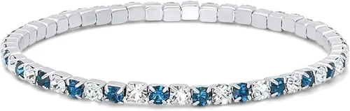 Pulseras apilables chapadas en rodio, pulsera de cristal para mujer, piedras y alambre de memoria, pulsera elástica Regalo perfecto de moda para