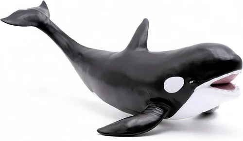 Gemini&Genius Figura de acción de ballena asesina de tiburón, pez negro de orca de animales marinos, tiburón oceánico de goma suave, 16 pulgadas de