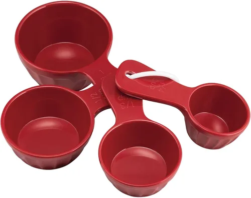 UP Juego de 4 tazas medidoras de melamina estilo latte, herramientas profesionales de anidación para hornear y cocinar para ingredientes líquidos y