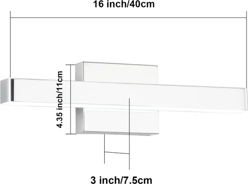 Miniatura 3 de Barra de luz LED moderna para tocador de baño (16 pulgadas, blanco frío 6000 K), accesorios de iluminación de pared de baño de acrílico moderno