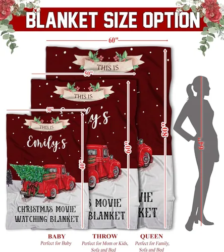 Miniatura 4 de Manta roja de Navidad – This is My Christmas Movie Watching Blanket Mantas de Navidad para niños – Manta de película de camión rojo, manta