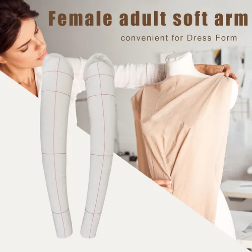 Miniatura 4 de 1:1 - Forma de vestido femenino para adultos, brazos suaves para costura, maniquí de sastre totalmente fijable, brazos drapeados de algodón, brazos