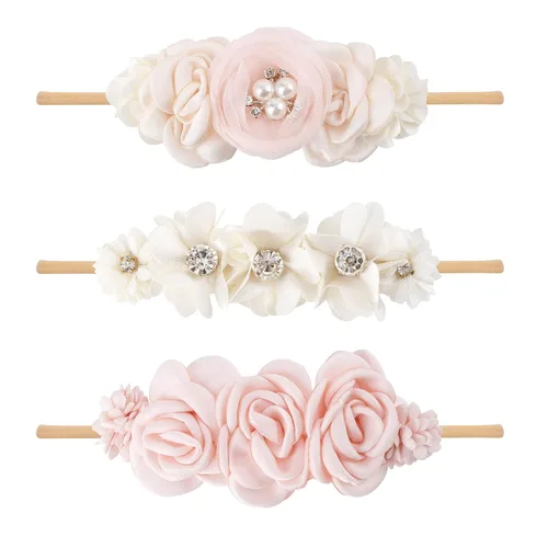 Miniatura 8 de Diadema floral de nailon para bebé, 3 piezas, accesorios para el cabello, regalo para niñas (31#)