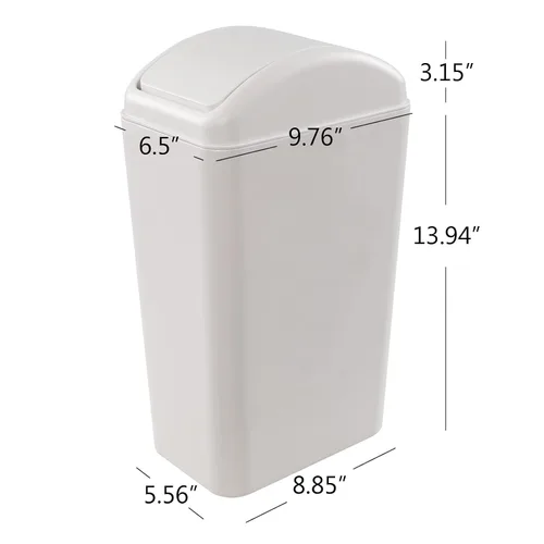 Miniatura 3 de Bote de basura de plástico blanco de 3.5 galones, 2 unidades Bote de basura delgado para garaje