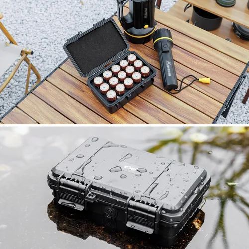 Miniatura 5 de KIWIFOTOS Organizador de baterías C con 15 ranuras para almacenamiento, resistente al agua, IP67, impermeable, celda C, LR14, contenedores alcalinos