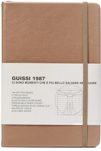 Miniatura 8 de Guissi Cuaderno clásico de cuadrícula de puntos, tapa dura A5, papel grueso sin ácidos de 2.82 oz/m², con bolsillo interior fino, piel sintética
