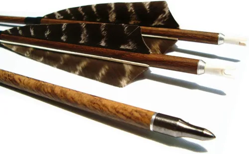 Miniatura 5 de Tiro con arco flechas de carbono de grano de madera eje 500 columna vertebral con plumas Fletching para caza tiro