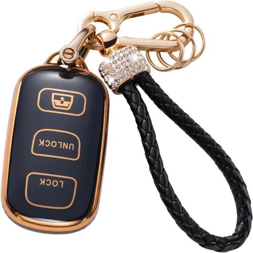 Miniatura 30 de Gematay Funda protectora para llavero VW Volkswagen con cordón para llavero, compatible con VW Jetta Golf Polo MK7 Passat Beetle Smart Key Case