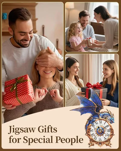 Miniatura 6 de Rompecabezas de madera 3D para adultos, kit de modelo de reloj de dragón azul con péndulo, rompecabezas 3D para adultos, kit de reloj de pared DIY
