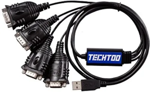 Miniatura 8 de TECHTOO Adaptador USB a Serial RS232 DB9 de 4 puertos USB a Seria Convertidor Serial Cable de 9 pines con tornillos de pulgar
