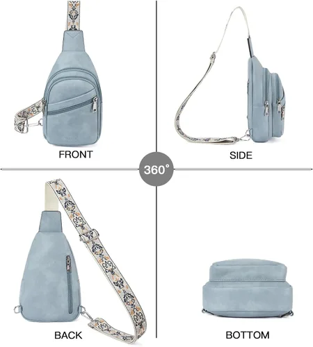 Miniatura 20 de Telena Bolso bandolera para mujer, bolso cruzado para mujer, cangurera de cuero vegano con correa ajustable