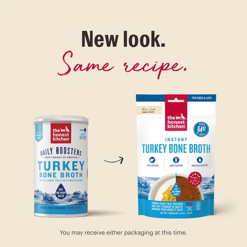 Miniatura 3 de The Honest Kitchen Potenciadores diarios de grado humano: caldo instantáneo de hueso de pavo con cúrcuma, 3.6 onzas