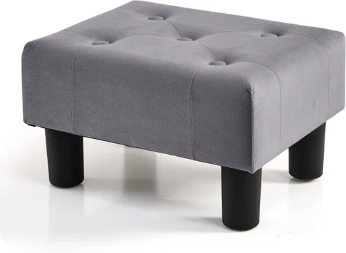 Miniatura 8 de BRIAN & DANY Taburete pequeño para pies, taburetes de lino con patas, reposapiés pequeño estable para sala de estar, beige