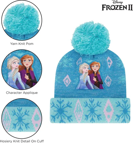 Miniatura 3 de Disney Juego de gorro y guantes de invierno para niñas de 2 a 4 años o Frozen 2 con gorro Elsa & Anna y guantes para niños de 4 a 7 años
