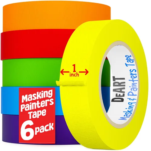 Miniatura 14 de DEART Cinta adhesiva de colores para pintores, 12 o 8 unidades, 1 pulgada o 0.6 pulgadas, suministros de arte para niños, codificación, pizarra