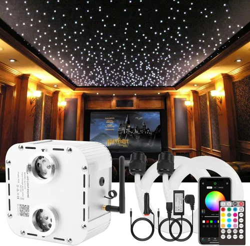 Miniatura 11 de CHINLY Kit de luces de fibra óptica centelleantes de 32W, 1000 piezas de 13.1 pies, 0.03 pulgadas, kit de luces Starlight Headliner, modo música