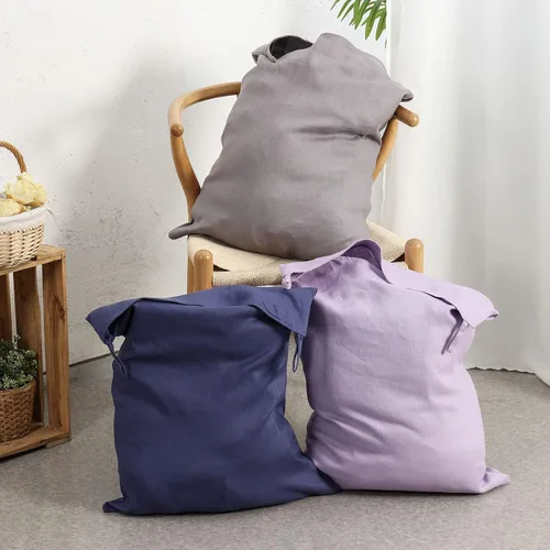 Miniatura 5 de Amazhiyu Pure Linen - Bolsa para colgar sobre la puerta con cremallera inferior para guardar ropa sucia, color azul cian