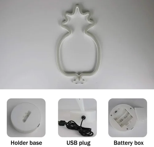Miniatura 8 de Cartel de neón LED para interior, luz nocturna con base de soporte, funciona con batería/USB, luz decorativa de neón