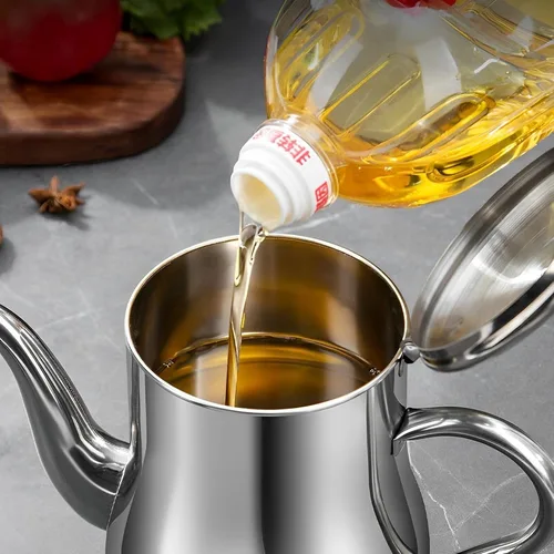 Miniatura 4 de 2 coladores de aceite para freidora de 32 onzas para cocina, olla de filtro de aceite de acero inoxidable con filtro de malla fina, tapa a prueba