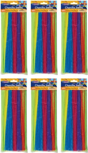 Miniatura 25 de Creativity Street Jumbo Chenille Stems, 12" x 6 mm, Craft Pipe Cleaners in Assorted Basic Colors, Pack of 100, Case of 12 Packs, 1200 Chenille Stems