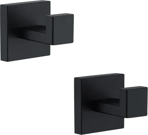 Ganchos para toallas para baños, gancho negro mate para toallas de cocina y baño, gancho de acero inoxidable SUS304, ganchos resistentes para colgar