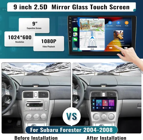 Miniatura 2 de 【4 núcleos + 64G HiFi Audio】 Estéreo de coche para Subaru Forester 2004 2005 2006 2007 2008 Android Radio inalámbrica A-pple CarPlay Android Auto 9