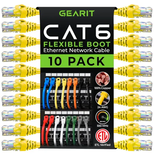 Miniatura 10 de GEARit Cable de conexión Ethernet Cat 6 de 0.5 pies, color negro (paquete de 10), cables de conexión Cat6 de 0.5 pies, cable de conexión