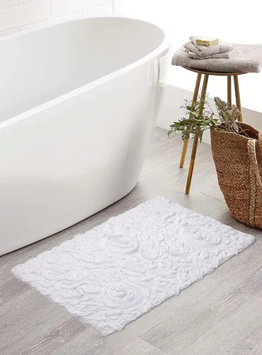 Miniatura 117 de Home Weavers Bell Flower Collection - Tapetes de baño copetudos 100 % algodón, extrasuaves y absorbentes, antideslizantes, lavables a máquina, lino