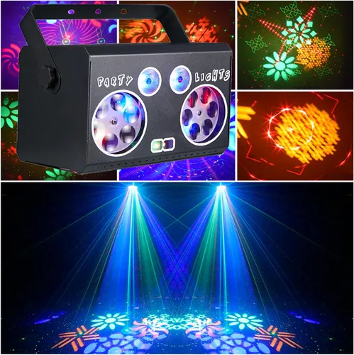Miniatura 2 de Luces de discoteca todo en uno, luces de escenario de fiesta, DMX512, activadas por sonido, luces estroboscópicas de DJ para karaoke, Navidad