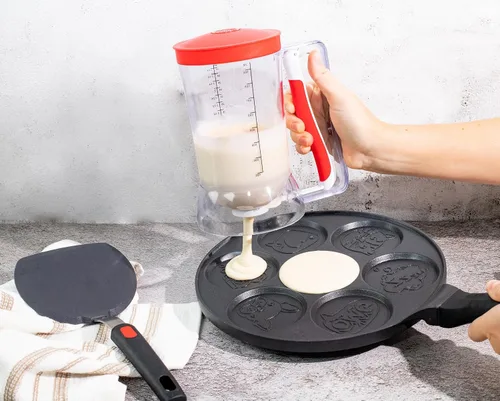 Miniatura 4 de Vertedor de panqueques y dispensador de masa para cupcakes sin desorden Capacidad de 4 tazas Control de vertido de precisión y mango fácil