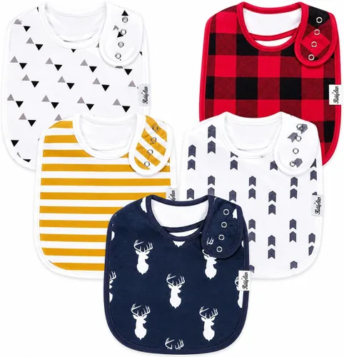 Miniatura 21 de KiddyStar Organic Cotton Baby Drool Bibs Soft, Adjustable, Absorbent, Unisex Teething Bandana Bibs for Babies Clásico 1