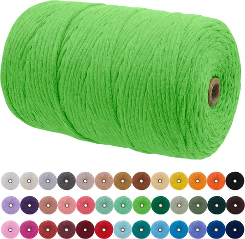 Miniatura 49 de JeogYong Cordón de macramé de un solo hilo 2mm x 164 yardas (492 pies) Cuerda de algodón suave, hilo de macramé 2 mm, suministros de macramé