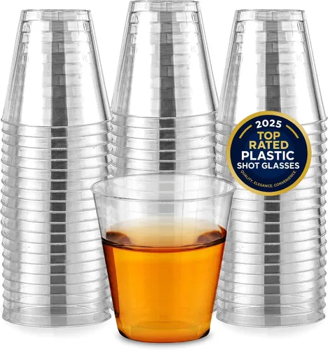 Stock Your Home Vasos de chupito de 2 onzas – 250 mini vasos de chupito de plástico (2 onzas) vasos desechables transparentes para chupitos de