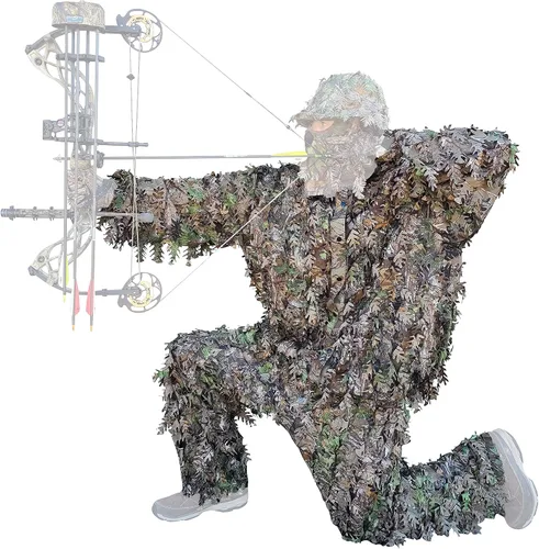 Miniatura 10 de QuikCamo Mossy Oak 3D Leafy Camo Ghillie Suit - Breathable Quiet Mesh, Snaps and Zippered Pockets for Turkey Hunting