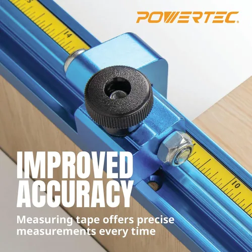 Miniatura 4 de POWERTEC Cinta de Medir de 4' con Respaldo Adhesivo, Imperial de Izquierda a Derecha, Cinta Metálica Despegar y Pegar para Riel T, Mesa de Trabajo