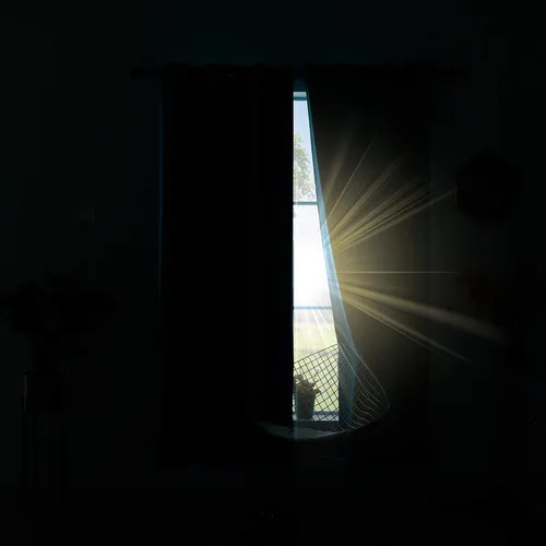 Miniatura 7 de KOUFALL Cortinas de Baño Aqua para Ventana, Juego de 2 Paneles Decoración Costera Cortinas Cortas Opacas para Ventana Pequeña de Cocina Puerta