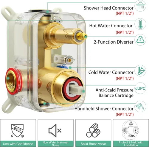 Miniatura 5 de SR SUN RISE Grifo de ducha – Sistema de cabezal de ducha multifuncional de alta presión de 16 pulgadas con accesorios de cabezal de ducha de mano