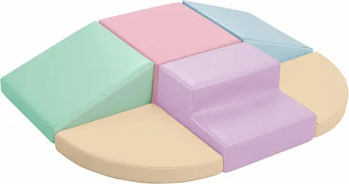 Hoohtoot Bloques de escalada de espuma para niños pequeños: juego de 6 piezas de cuero sintético suave - Juguetes de escalada y gateo para