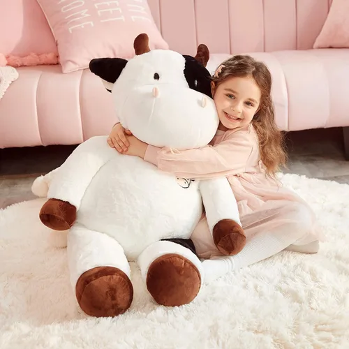 Miniatura 6 de IKASA - Animal de peluche gigante de vaca de felpa, juguetes suaves grandes y jumbo de gran tamaño, 30" de tamaño enorme, lindo peluche esponjoso