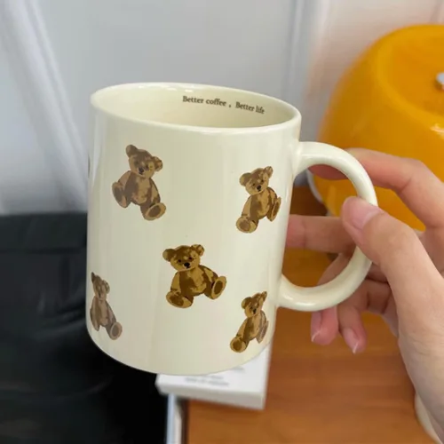 Miniatura 3 de Lindas Tazas Vintage de Oso de Dibujos Animados de Cerámica Taza de Café Taza de Agua 350ml/12oz Divertido Regalo de Novedad para Mujeres Chicas